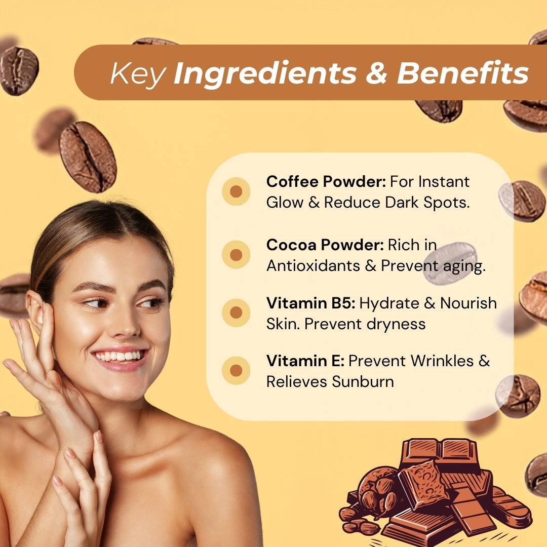 Coffee & Cocoa Facewash with Vitamin B5 & E - 200ml - Image 3